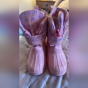 Pink Butterfly Patterned Boots